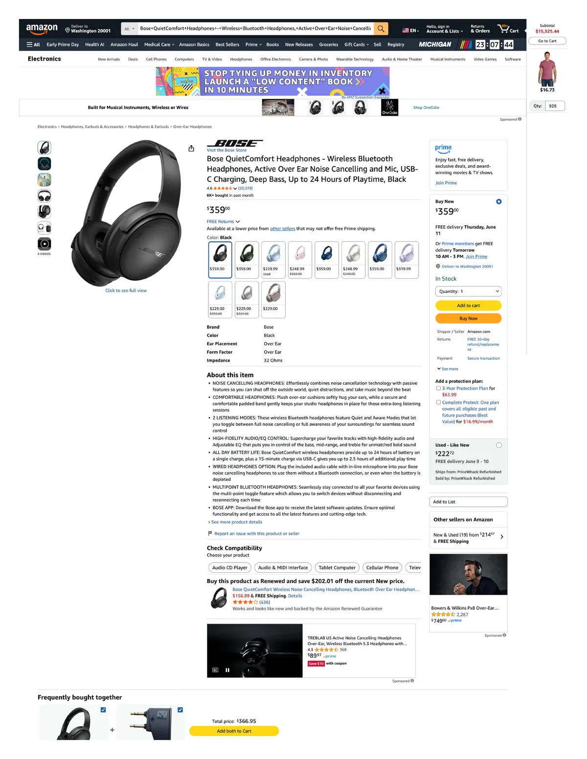 Amazon product page being scraped