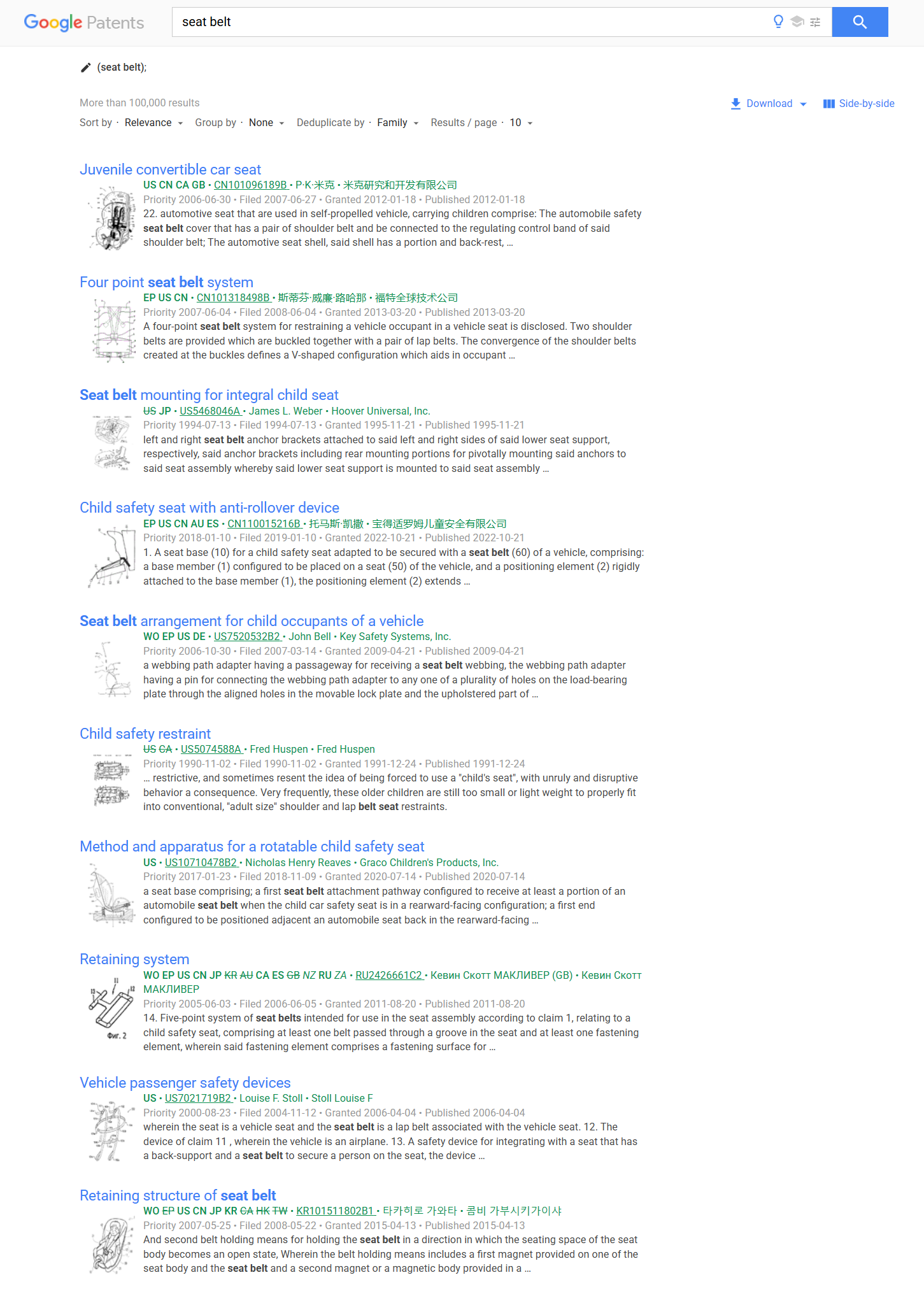 Google Patents API Results