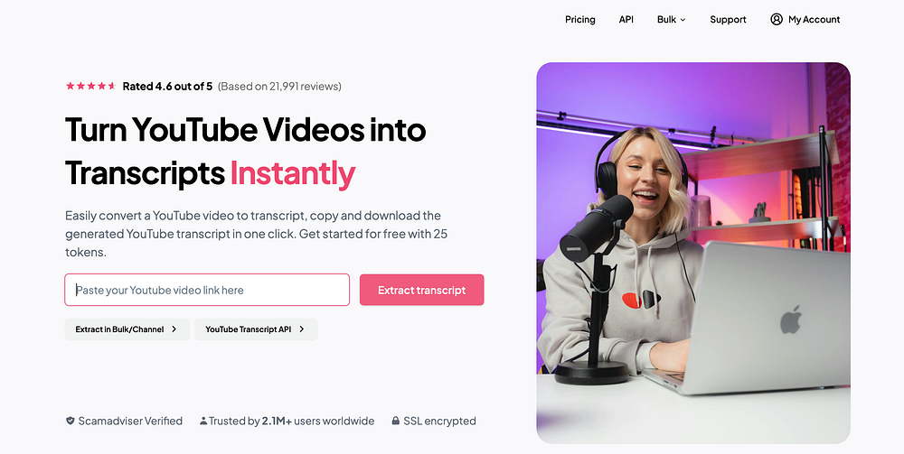 YouTube-Transcript.Io Screen